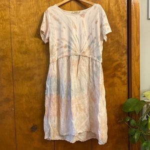 Linen and Cotton Loose Tie Dye Dress